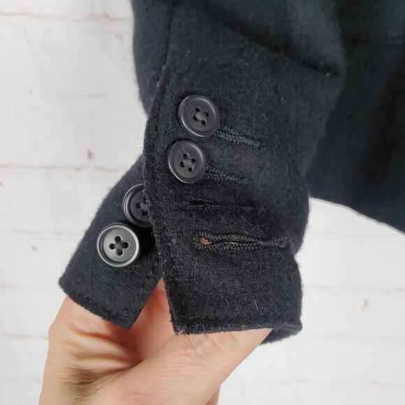 J CREW Boiled Wool Double Breasted Blazer Size 2 Black Surgeons Cuffs Womens - Picture 7 of 15